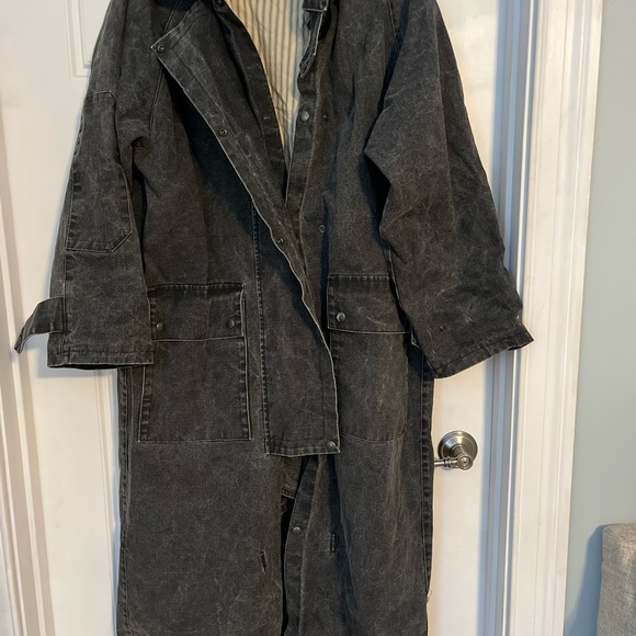 Vintage Australian Outback Long Black Denim Coat XL Jackets & Coats